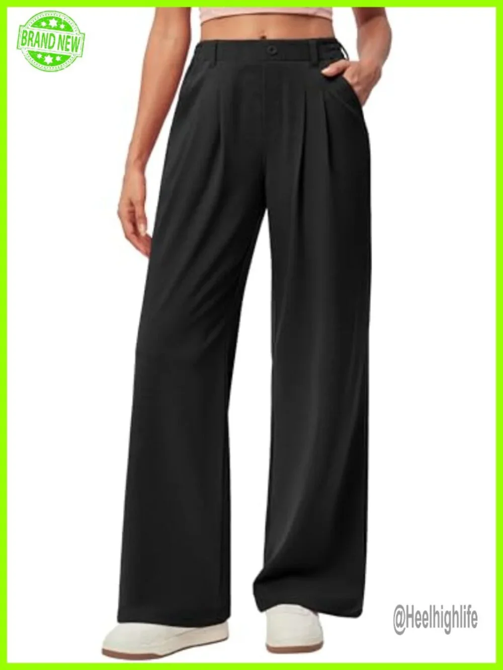 Wide Leg Dress Pants Women Pull On Work Business Casual Slacks Pleated